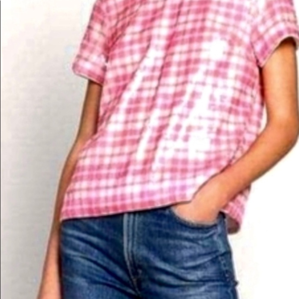 J Crew Multi Colored pink plaid Sequin Top
